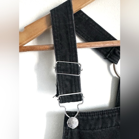 Mango Black Bib Overall Denim Mini Dress - Picture 5 of 8